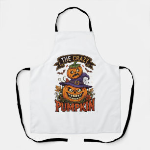 Crazy Pumpkin Halloween Witch Hat Bats Apron