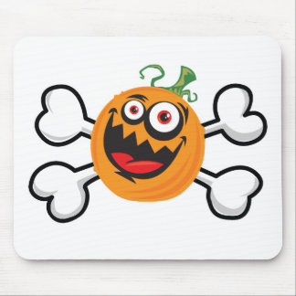 Crazy Pumpkin Skull and Crossbones Mouse Mat
