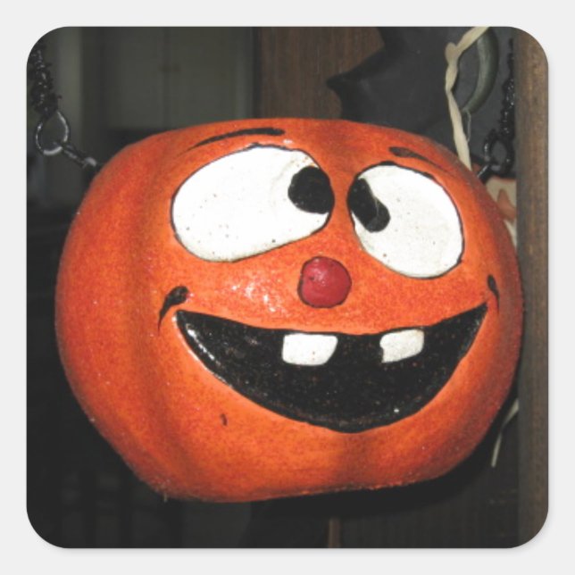 Crazy Pumpkin Square Sticker (Front)