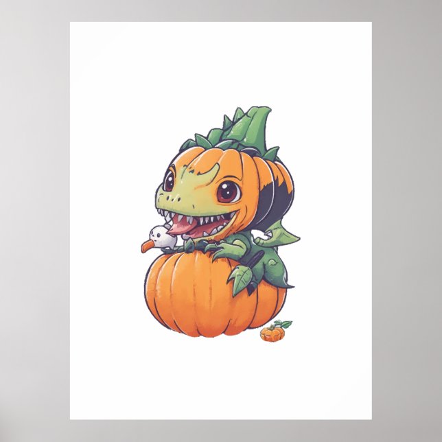 crazy pumpkin trying to eat spooky  poster (Front)