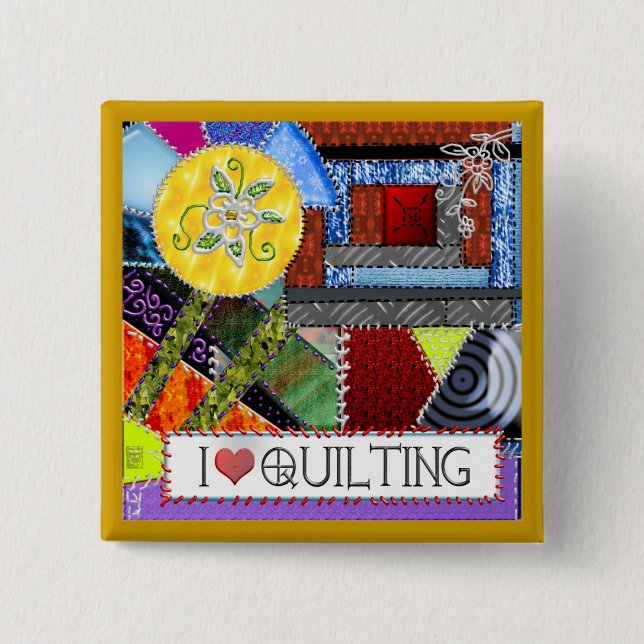 crazy quilt 15 cm square badge (Front)