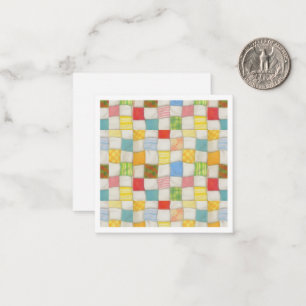 CRAZY QUILT 2.5x2.5 Square Flat Note Card / White