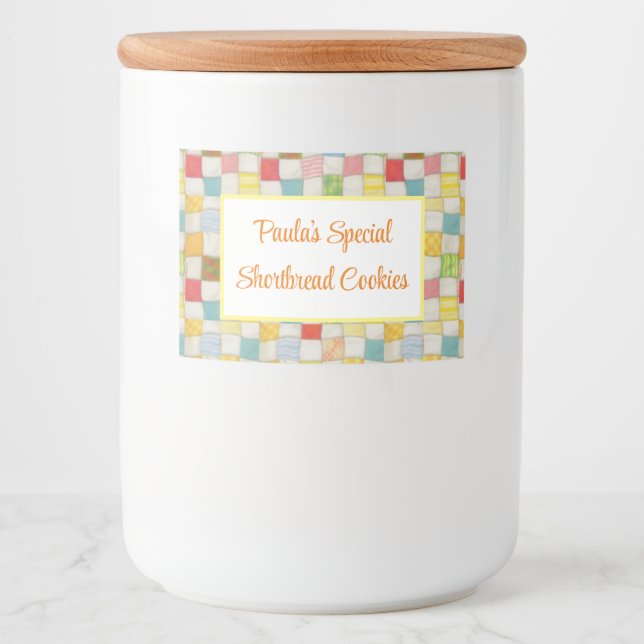 CRAZY QUILT 2"X3" Food Container Label Horizontal (Front)