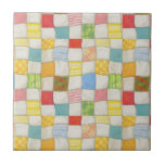 CRAZY QUILT 4.25" Square Ceramic Tile<br><div class="desc">The design on this CRAZY QUILT 4.25" square ceramic tile is a digitally multiplied detail from my original coloured pencil drawing of a colourful patchwork quilt. * Matching products are available in the QUILT ART category of my shop. ** If you'd like to transfer this design to another product type,...</div>