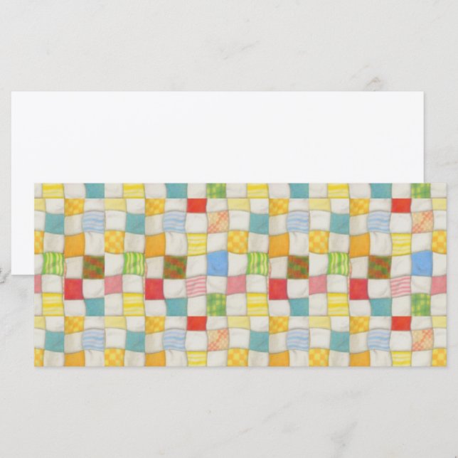 CRAZY QUILT 4x9 Flat Card / White / Horizontal (Front/Back)