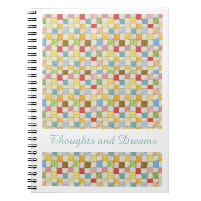 CRAZY QUILT 6.5x8.75 Spiral Notebook + Text  (Front)