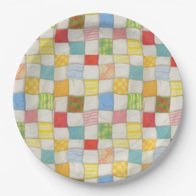 CRAZY QUILT 9" Round Paper Plates (Front)