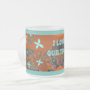Crazy Quilt Abstract Fractal Design Frosted Glass Coffee Mug