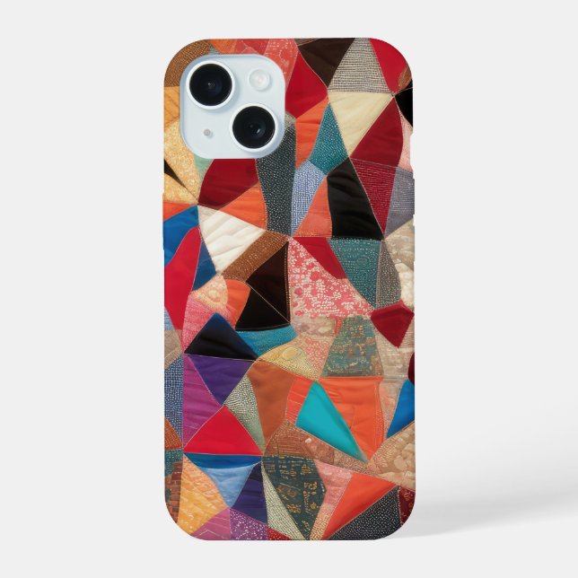 Crazy Quilt Abstract Pattern iPhone 15 Case (Back)
