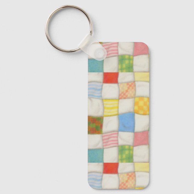CRAZY QUILT Aluminium Rectangle Keychain (Front)