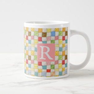 CRAZY QUILT Big Mug + Text / Pink