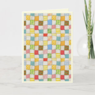 CRAZY QUILT Birthday Card / Cream