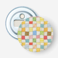 CRAZY QUILT Button Bottle Opener