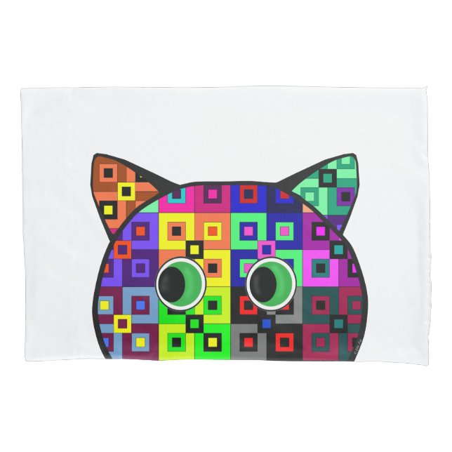 Crazy Quilt Cat Pillowcase (Front)