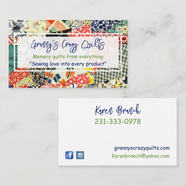 Crazy Quilt Custom Business Card (Front/Back)