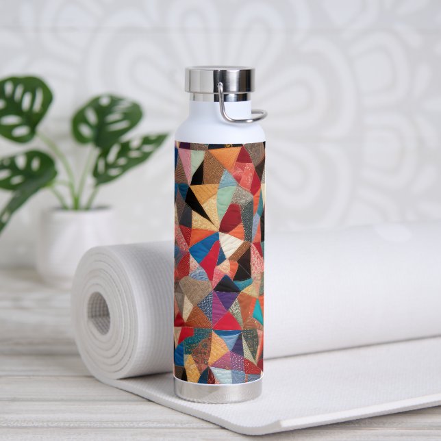 Crazy Quilt Design Water Bottle (Yoga)