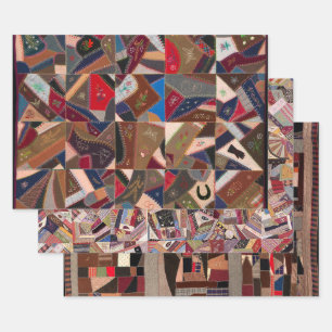 Crazy quilt designs wrapping paper sheet