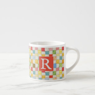 CRAZY QUILT Espresso Cup + Text / Red