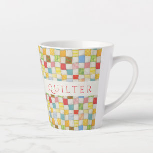 CRAZY QUILT Latte Mug + Initial