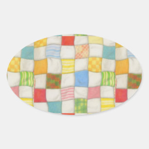 CRAZY QUILT Oval Stickers