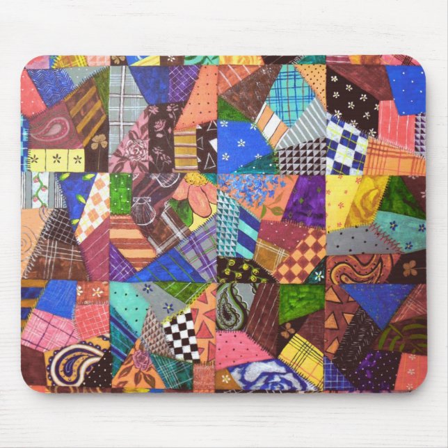 Crazy Quilt Patchwork Quilt Abstract Art Geometric Mouse Mat (Front)