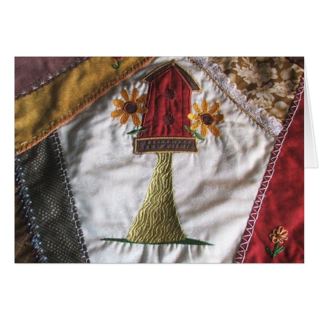 Crazy quilt pattern birhouse (Front Horizontal)