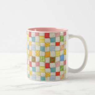 CRAZY QUILT Pink Two-Tone Mug