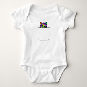 Crazy Quilt Pocket Cat Baby Bodysuit