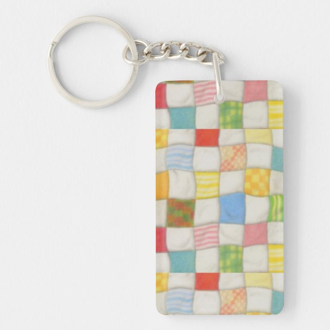 CRAZY QUILT Rectangle Acrylic Keychain (Front)