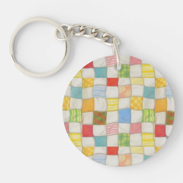 CRAZY QUILT Round Acrylic Keychain (Front)