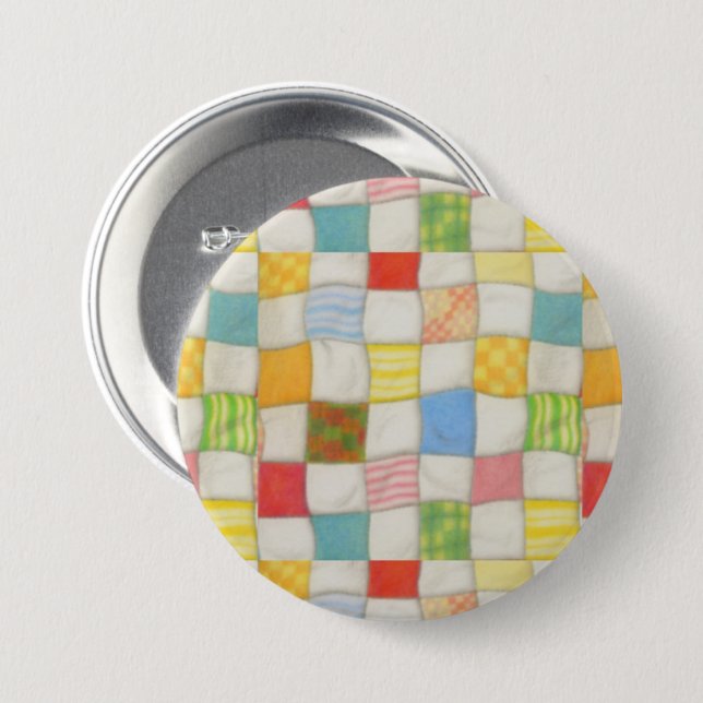 CRAZY QUILT Round Pin Button (Front & Back)
