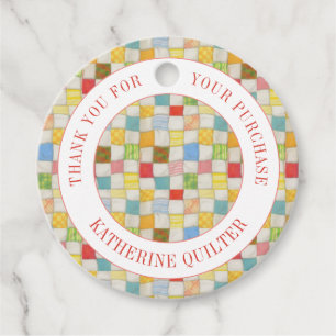 CRAZY QUILT Round "Thank You" Tags