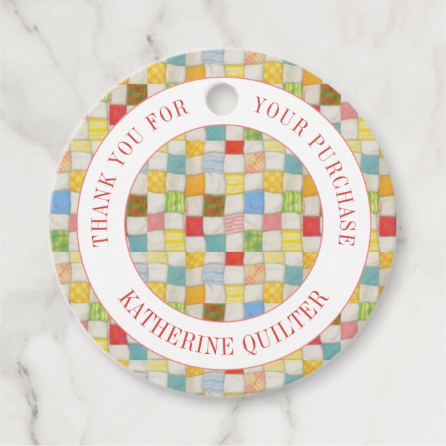 CRAZY QUILT Round "Thank You" Tags (Front)