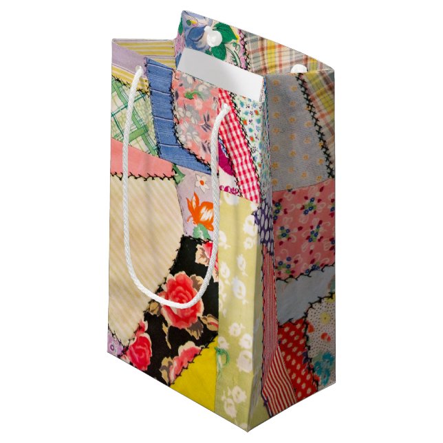 Crazy Quilt Small Gift Bag (Front Angled)