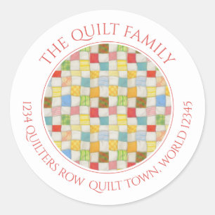 CRAZY QUILT Small Round Address Envelope Seals