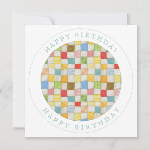 CRAZY QUILT Square Flat Birthday Card