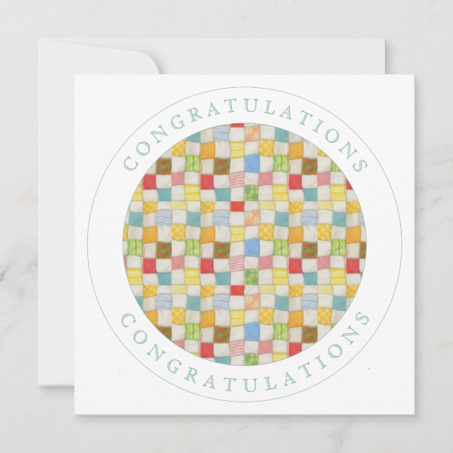 CRAZY QUILT Square Flat Congratulations Card (Front)