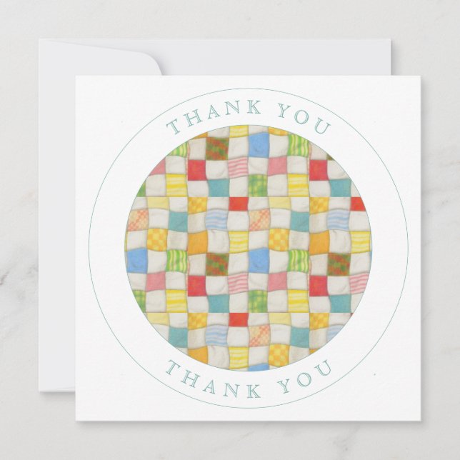 CRAZY QUILT Square Flat Thank You Card (Front)