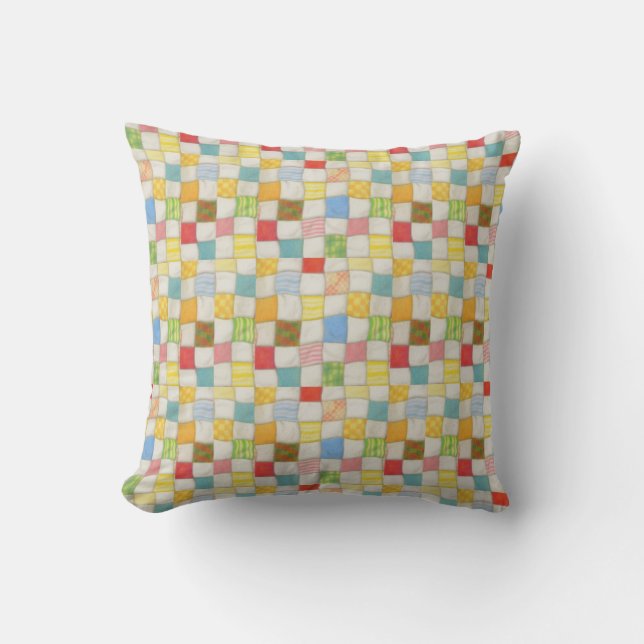 CRAZY QUILT Square Throw Pillow (Front)