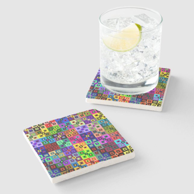 Crazy Quilt Stone Coaster (Side)
