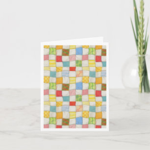 CRAZY QUILT Thank You Note Card / White