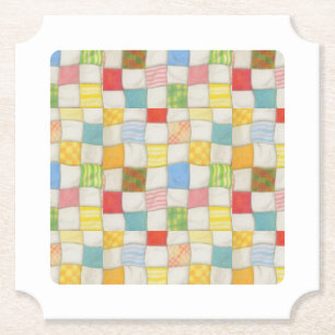 CRAZY QUILT Ticket Paper Coasters White