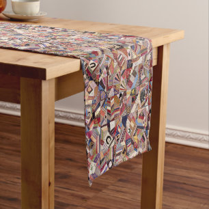 Crazy quilt top short table runner
