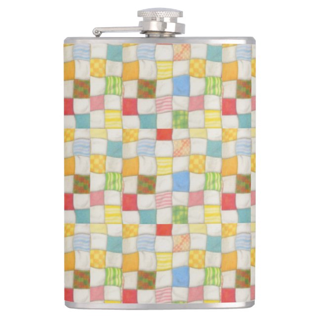 CRAZY QUILT Wrapped Flask (Front)
