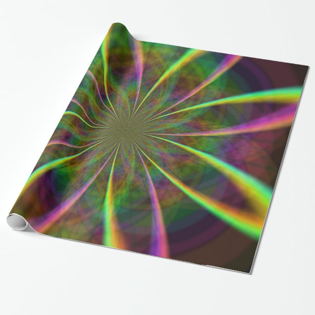 Crazy Rainbow Flower Wrapping Paper (Unrolled)
