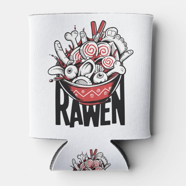 Crazy Ramen Noodle Zombie Design Can Cooler (Front)