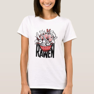 Crazy Ramen Noodle Zombie Design T-Shirt
