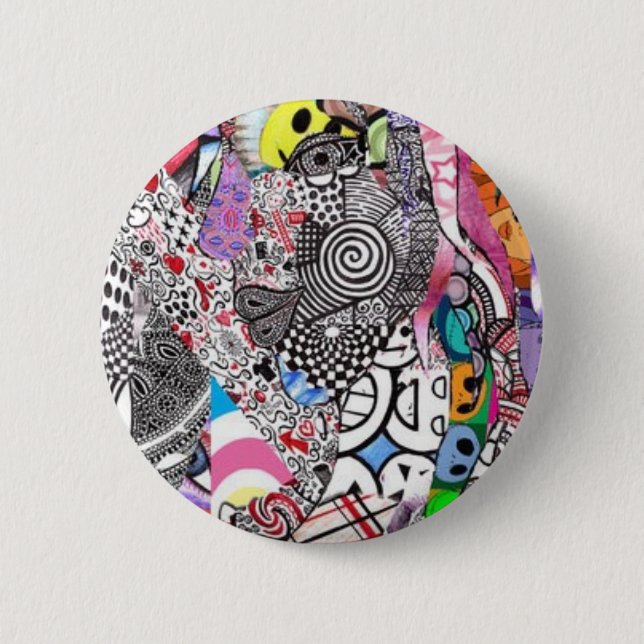 crazy randomness 6 cm round badge (Front)