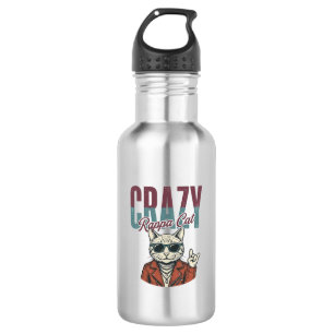 Crazy Rappa Cat Vintage Engraving T-Shirt Design_1 532 Ml Water Bottle