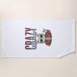 Crazy Rappa Cat Vintage Engraving T-Shirt Design_1 Beach Towel